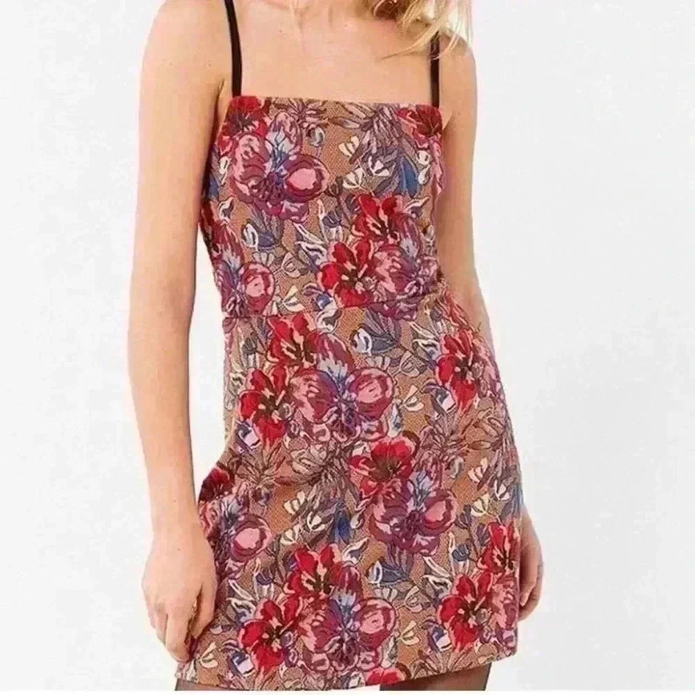 Urban Outfitters Textured Floral multicolor Mini Dress size Small - Picture 3 of 6